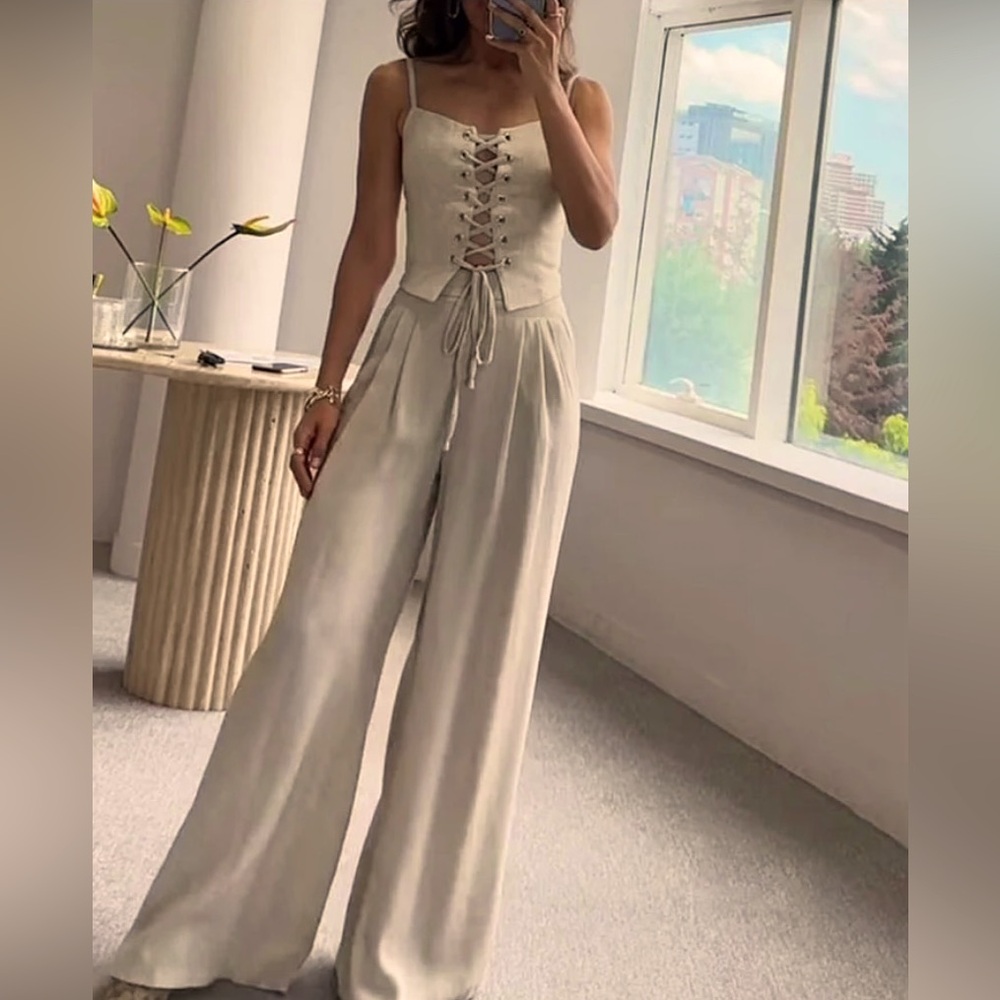 Brand new linen set on corset and pants